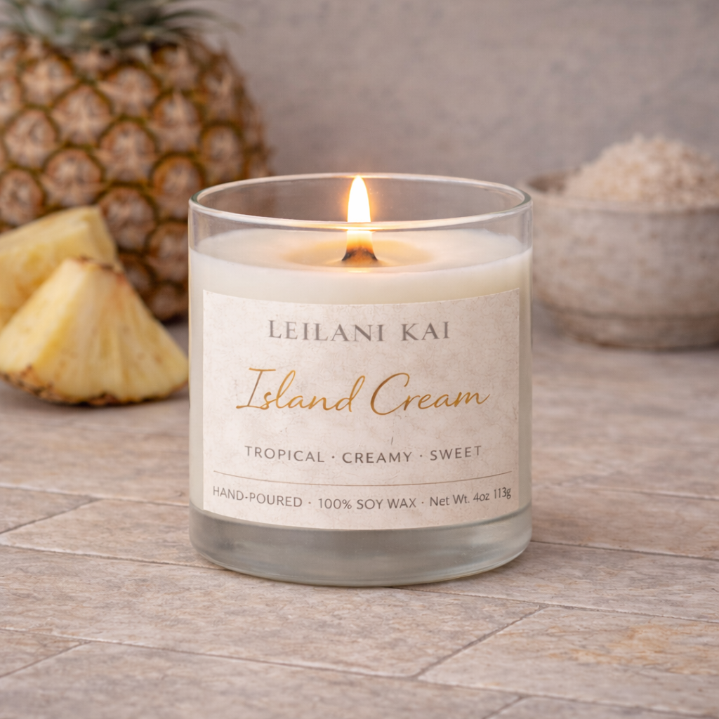Island Cream 4oz Discovery Candle From Leilani Kai Candle Co.